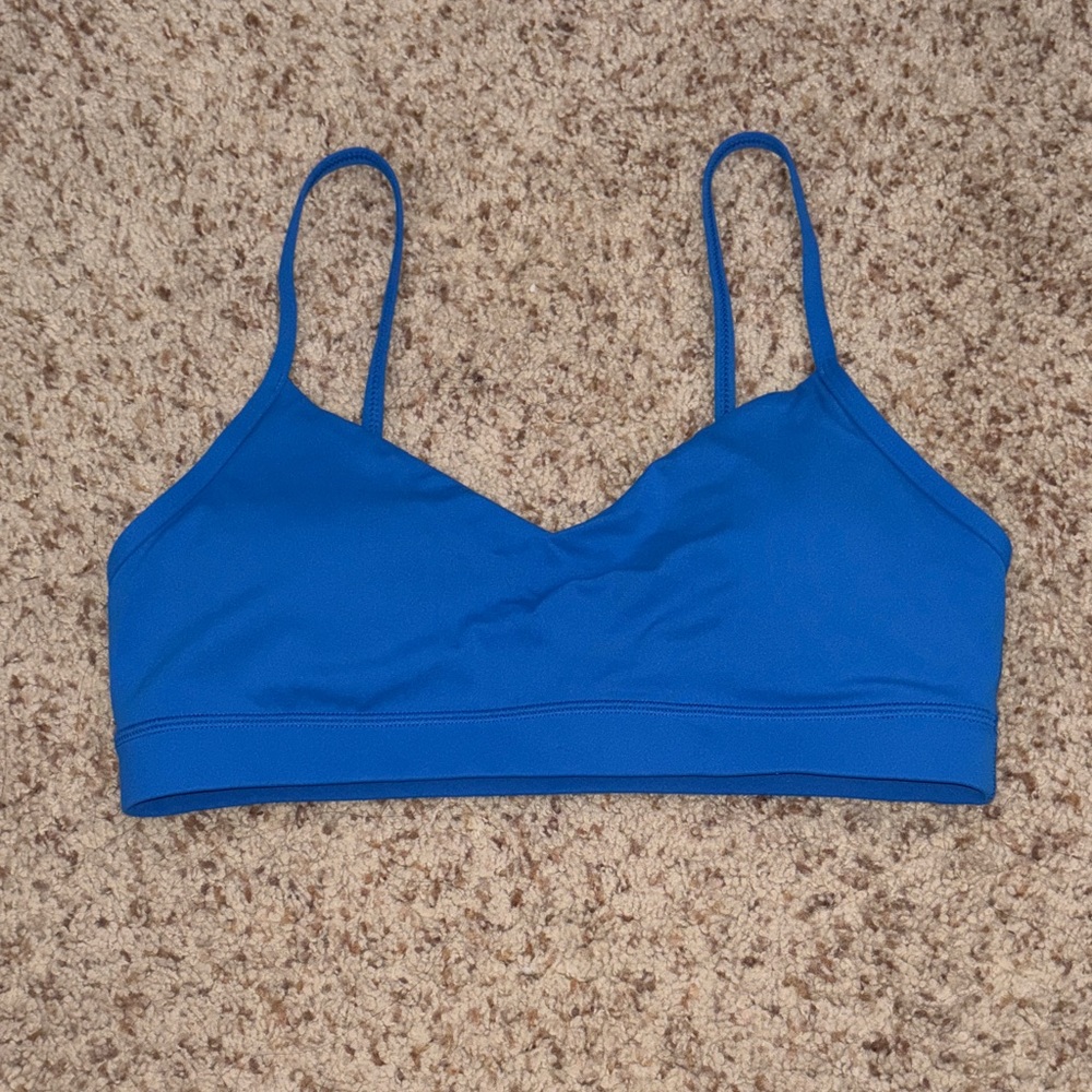 CRZ YOGA Blue V-Neck Light Support Sports Bra